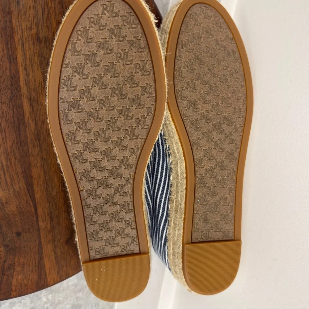 The Lauren‎ Ralph Lauren Luize Striped Canvas Ballet Espadrille Sz 7